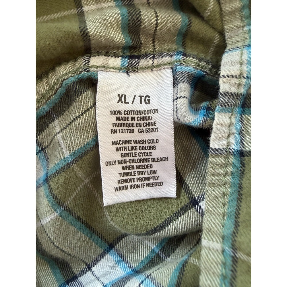 Aeropostale Men's XL Flannel Shirt • Green & Blue Plaid • 100% Cotton - Picture 6 of 8